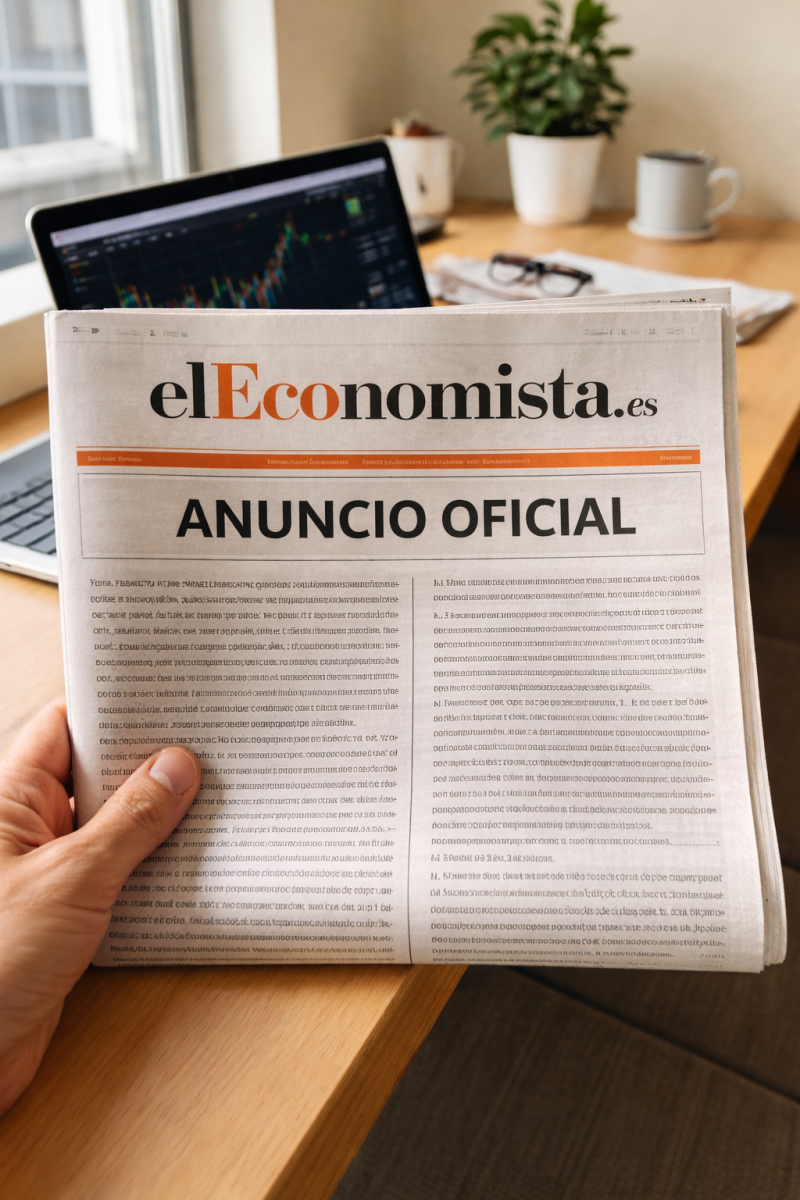 【Publicar anuncios oficiales en El Economsta】· Anuncios Legales <br> <span style="font-size:1.2em; display:inline-flex; align-items:center; gap:.4em;">      <!-- Icono teléfono SVG -->   <svg xmlns="http://www.w3.org/2000/svg"         width="18"         height="18"         viewBox="0 0 24 24"         fill="currentColor"         aria-hidden="true">     <path d="M6.62 10.79a15.053 15.053 0 006.59 6.59l2.2-2.2a1 1 0 011.01-.24c1.12.37 2.33.57 3.58.57a1 1 0 011 1V21a1 1 0 01-1 1C10.07 22 2 13.93 2 4a1 1 0 011-1h4.5a1 1 0 011 1c0 1.25.2 2.46.57 3.58a1 1 0 01-.24 1.01l-2.21 2.2z"/>   </svg>    <a href="tel:+34914886535" style="text-decoration:none; color:inherit;">     91 488 65 35   </a>  </span>