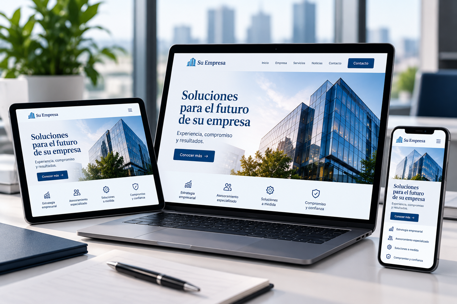 Diseño y creación de Web Corporativa profesional para empresas adaptada a ordenador, tablet y móvil