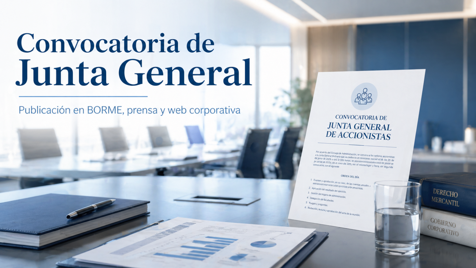 Publicar convocatoria de Junta General de Accionistas en BORME prensa o web corporativa