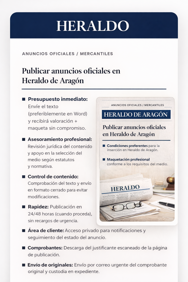 Publicar anuncios en Heraldo de Aragón